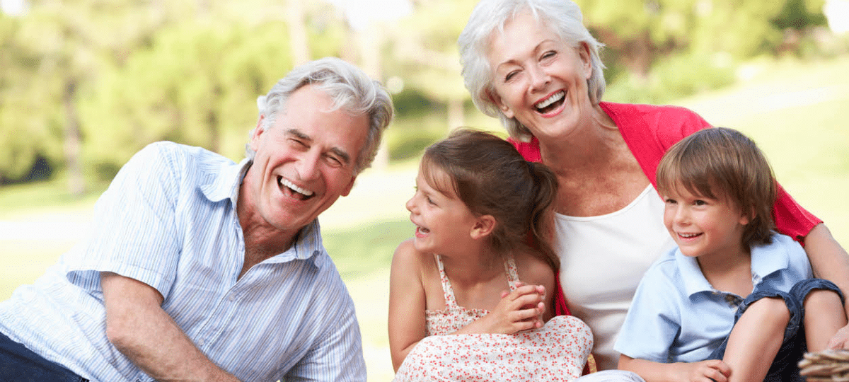 Grandparents and grandchildren on a picnic