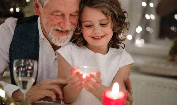 Grandfather & granddaughter holiday time