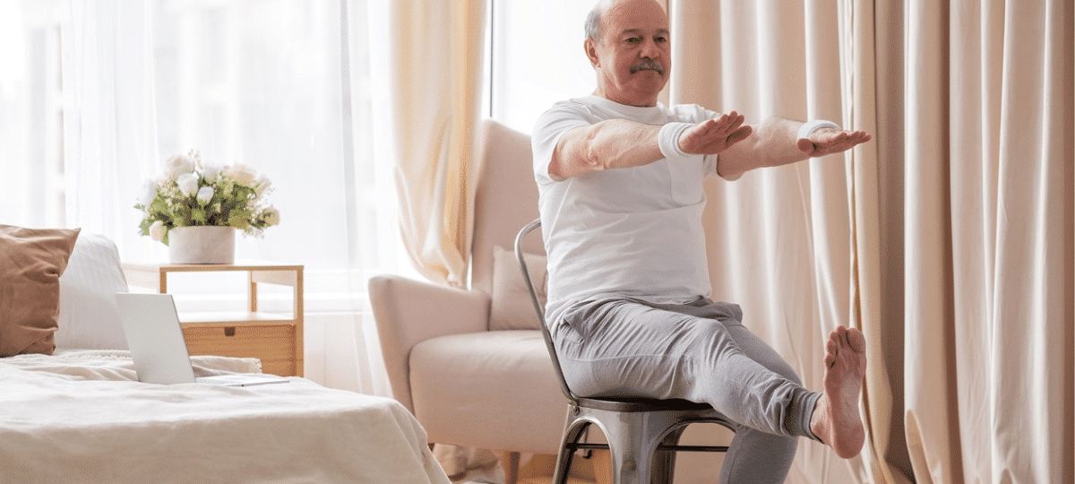 Man exercising in his room